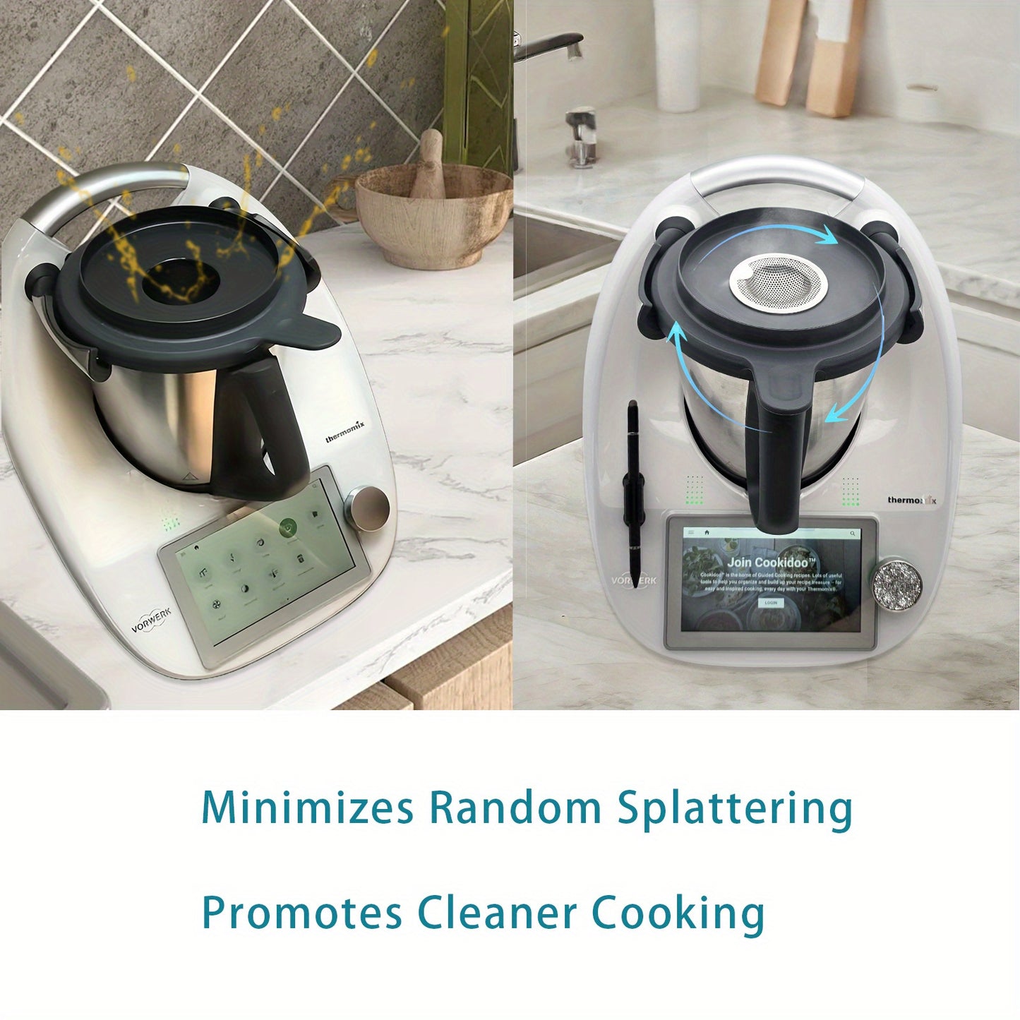 Stainless Steel Splash Guard Thermomix TM6/TM5/TM31 Splash Guard Strainer - Steam Buffer Net & Splash Guard with Detachable Filter, Food-Safe for Blending, Chopping
