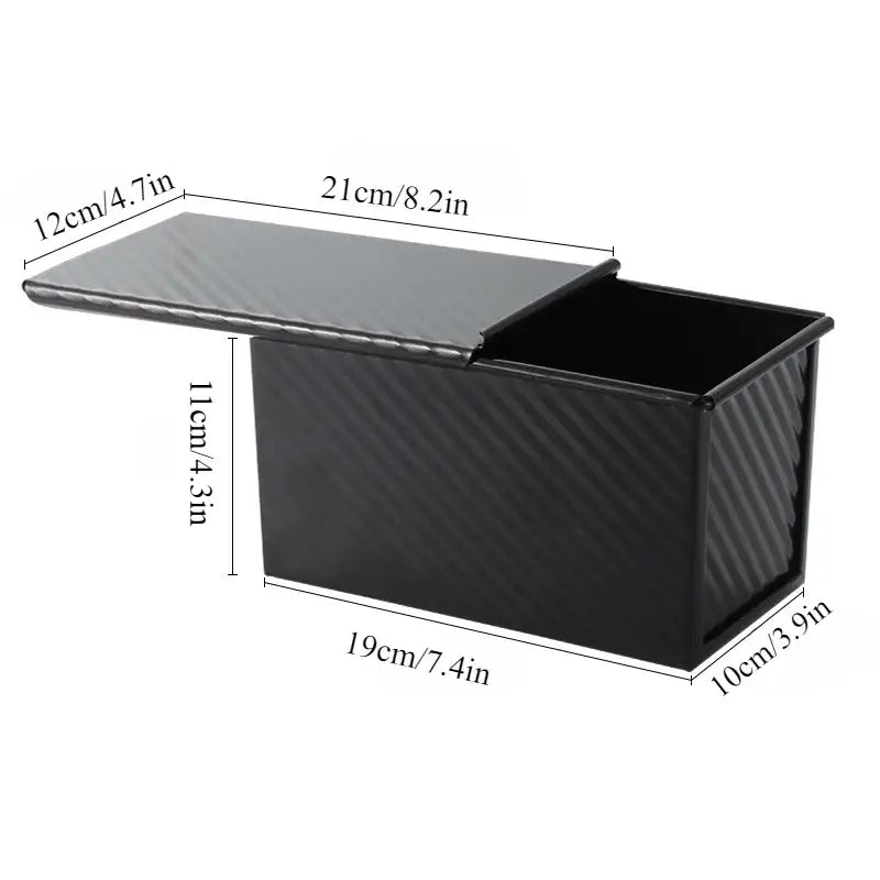 Rectangle Loaf Pan with Lid 1lb Non-Stick Bread Baking Pan Carbon Steel Corrugated Toast Box Toast Mold for Oven Baking Tool