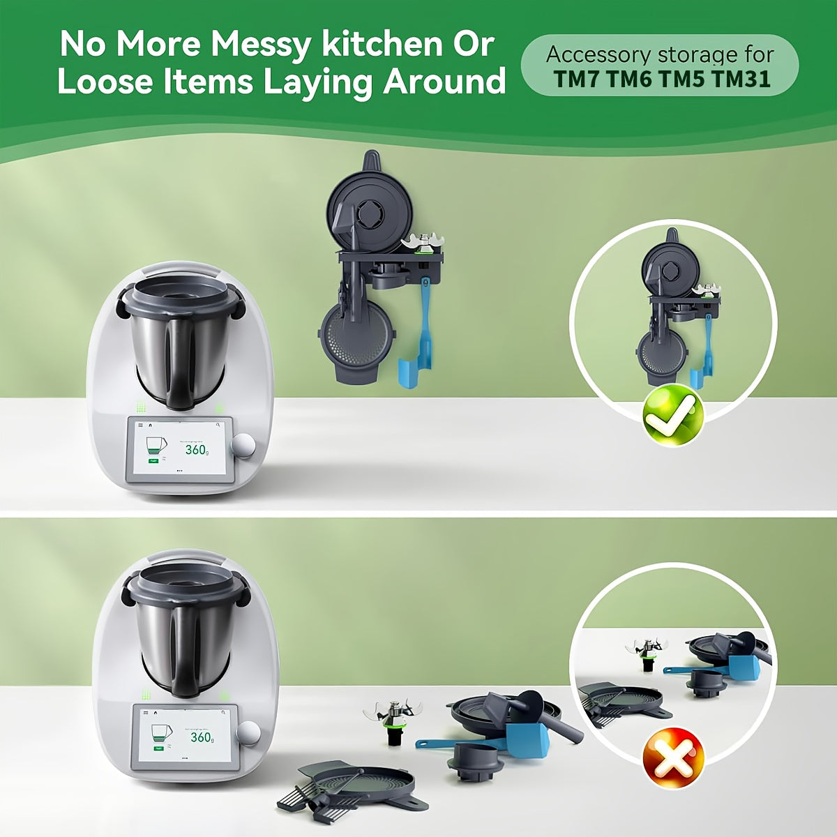 Sparkles Magic WallMount - The ultimate space-saving storage solution for your Thermomix TM7 TM6 TM5 TM31 accessories.