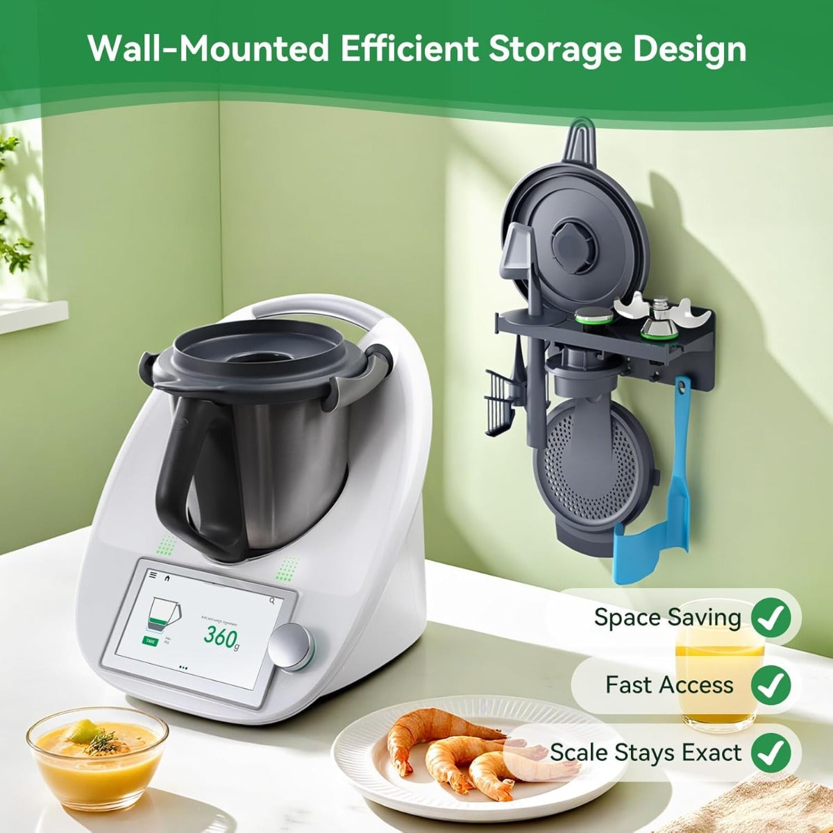 Sparkles Magic WallMount - The ultimate space-saving storage solution for your Thermomix TM7 TM6 TM5 TM31 accessories.