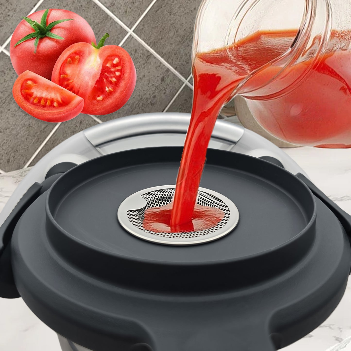 Stainless Steel Splash Guard Thermomix TM6/TM5/TM31 Splash Guard Strainer - Steam Buffer Net & Splash Guard with Detachable Filter, Food-Safe for Blending, Chopping